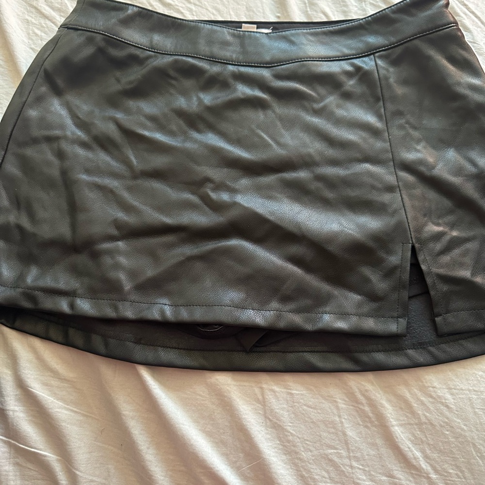 Garage Black Faux Leather Mini Skirt